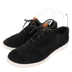 Cole Haan Womens 8.5 B Solid Black Suede Leather Lace Up Flats Shoes Oxfords
